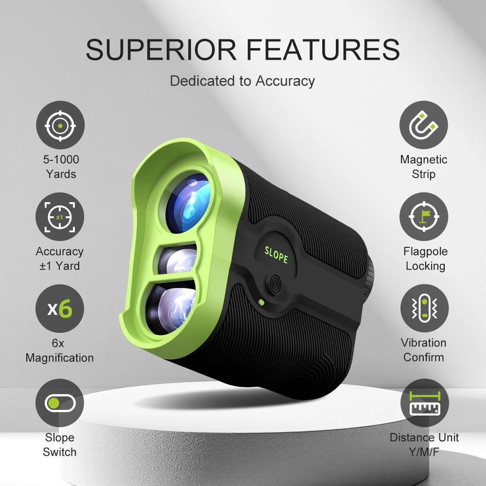 Magnetic Golf Rangefinder with Slope Switch & Flag Lock