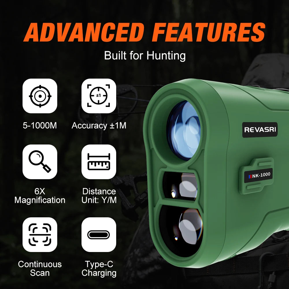 1000M Laser Rangefinder - Rechargeable Monocular for Hunting & Golf