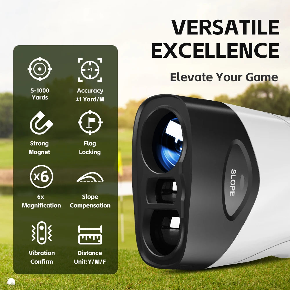1000 Yard Golf Laser Rangefinder with Magnetic Slope Mount