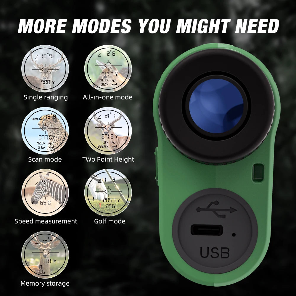 1000M Laser Rangefinder - Rechargeable Monocular for Hunting & Golf
