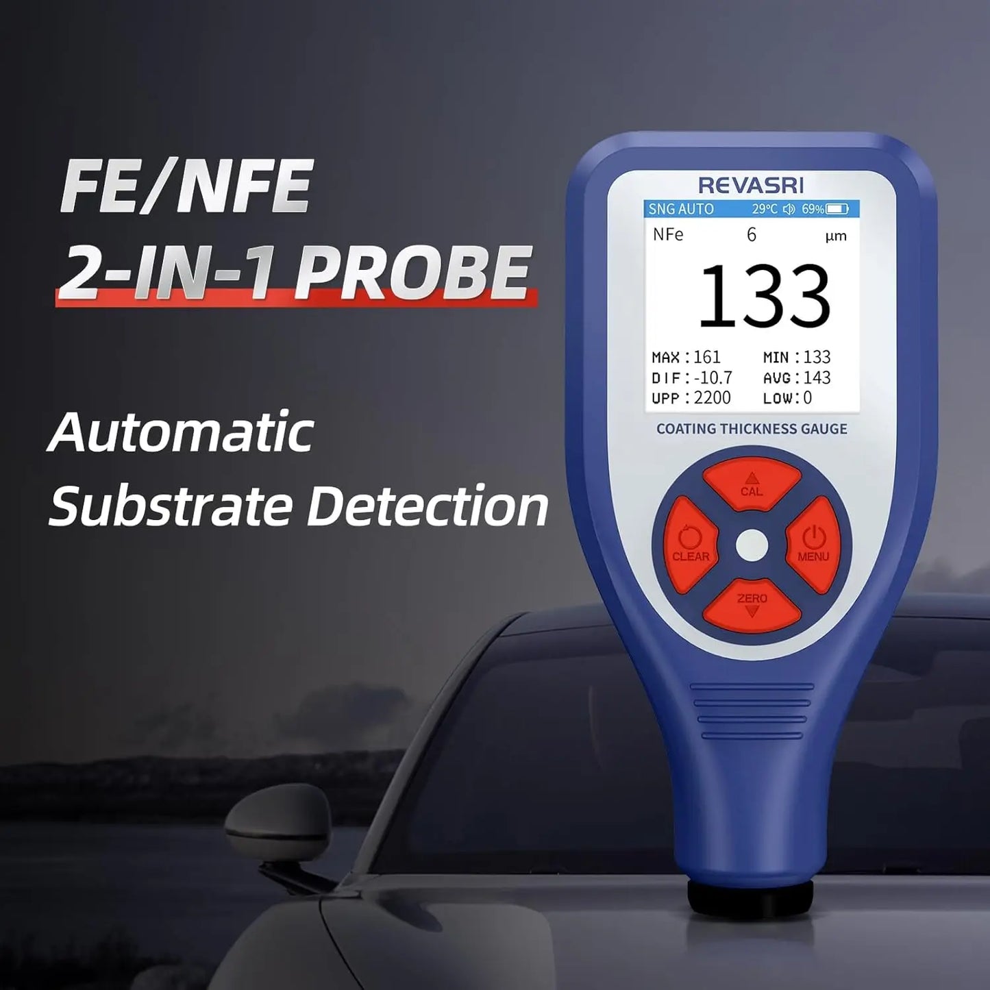 Precision Mini Coating Thickness Gauge - Digital Fe/NFe Paint Meter