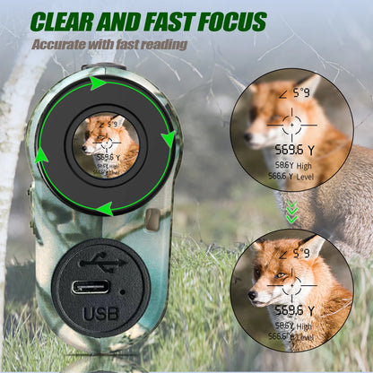 1000M Laser Rangefinder USB-C Rechargeable for Hunting & Golf