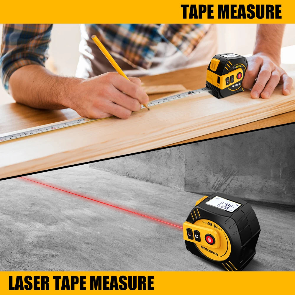 2-in-1 Laser Tape Measure Digital Distance Meter for DIY