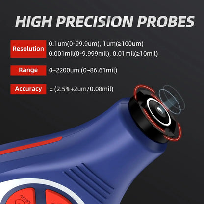 Precision Mini Coating Thickness Gauge - Digital Fe/NFe Paint Meter